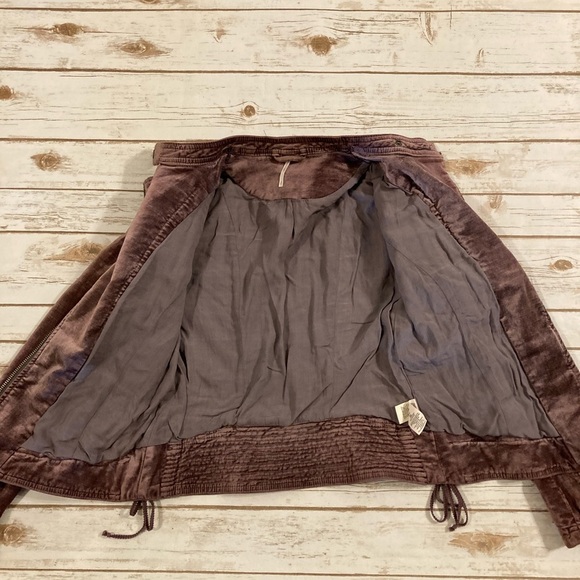 Free People Purple Crushed Velvet Moto Jacket Size Small - Picture 13 of 16